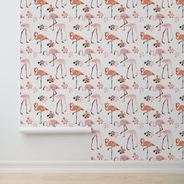 Flamingo Peach Pink Retro Tapete