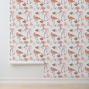 Flamingo Peach Pink Retro Tapete