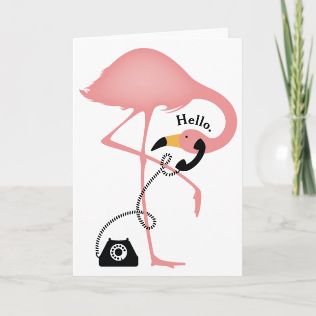 Flamingo Phonecall Gruß-Karte Karte (Vorderseite)