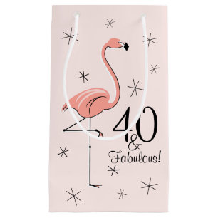 Flamingo Pink '40 und Fabulous!' Geschenktasche kl Kleine Geschenktüte