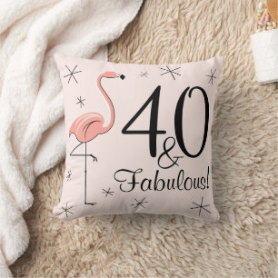 Flamingo Pink '40 und Fabulous!' werfen Kissen
