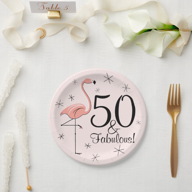 Flamingo Pink 50 und Fabelpapier Pappteller (Hochzeit)