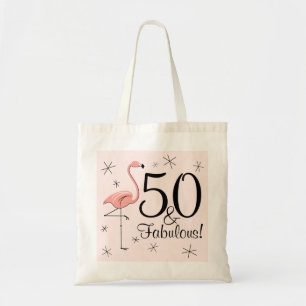 Flamingo Pink '50 und Fabulous!' tote Tasche