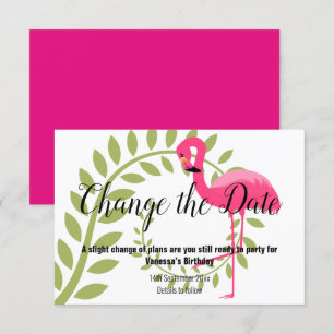 FLAMINGO PINK ÄNDERN DAS DATUM DER weißen RSVP-Kar RSVP Karte