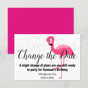 FLAMINGO PINK ÄNDERN DAS DATUM DER weißen RSVP-Kar RSVP Karte
