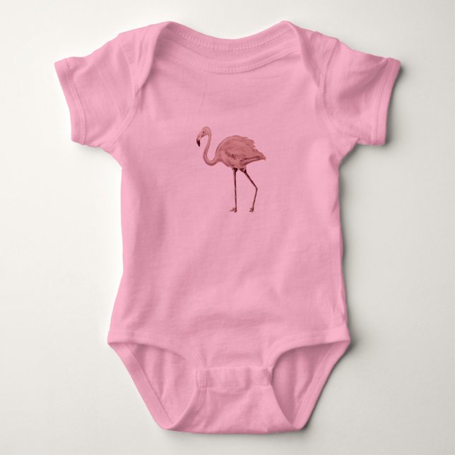 Flamingo Pink Baby Bodysuit Tutu Baby Strampler (Vorderseite)
