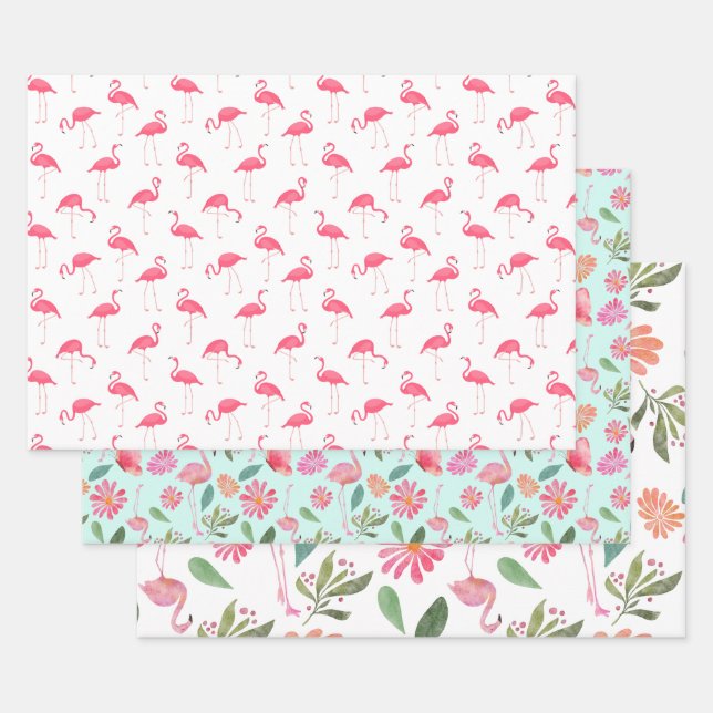 Flamingo Pink Bird Nature Tropical Bird Geschenkpapier Set (Set)