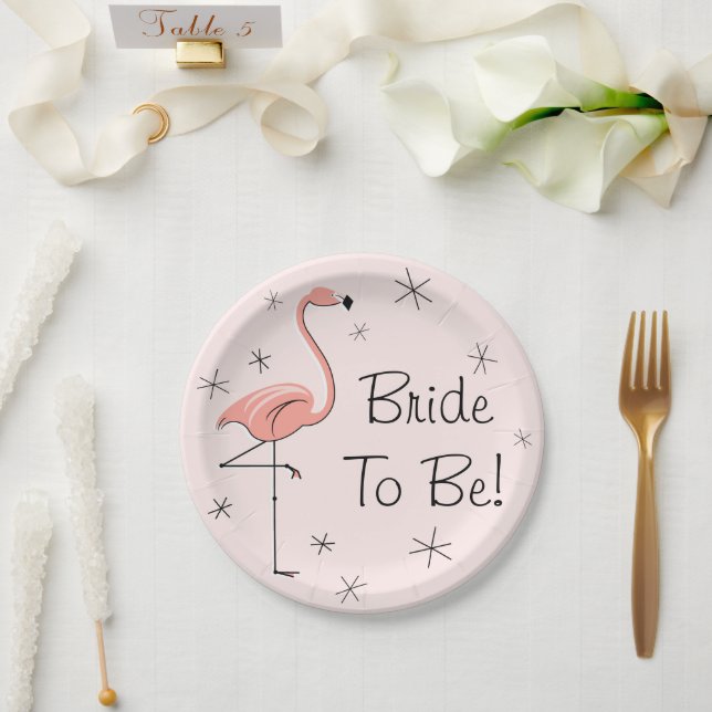 Flamingo Pink Brie to Be! Papierplatte Pappteller (Hochzeit)