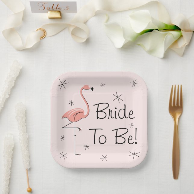 Flamingo Pink Brie to Be! Platz! Pappteller (Hochzeit)
