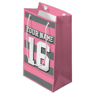Flamingo Pink Charcoal Team Jersey Preppy Strip Kleine Geschenktüte