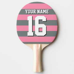 Flamingo Pink Charcoal Team Jersey Preppy Strip Tischtennis Schläger