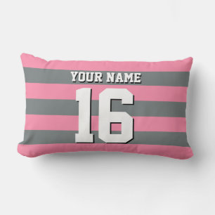 Flamingo Pink Charcoal Team Trikot Preppy Streifen Lendenkissen