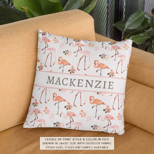 Flamingo Pink Coral Name Muster Kissen