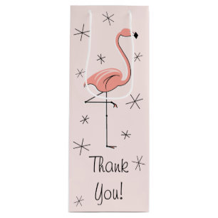 Flamingo Pink 'Danke' Geschenksackflasche Geschenktüte Für Weinflaschen