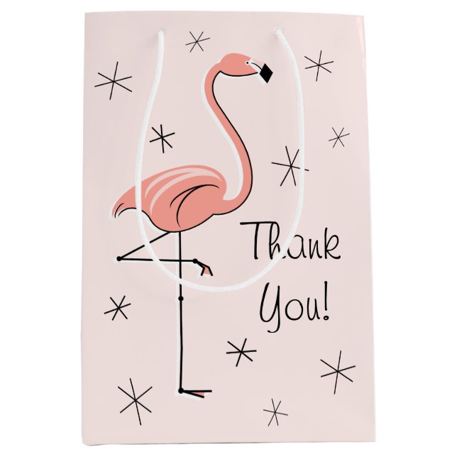 Flamingo Pink 'Danke' Geschenktüte Medium! (Vorderseite)