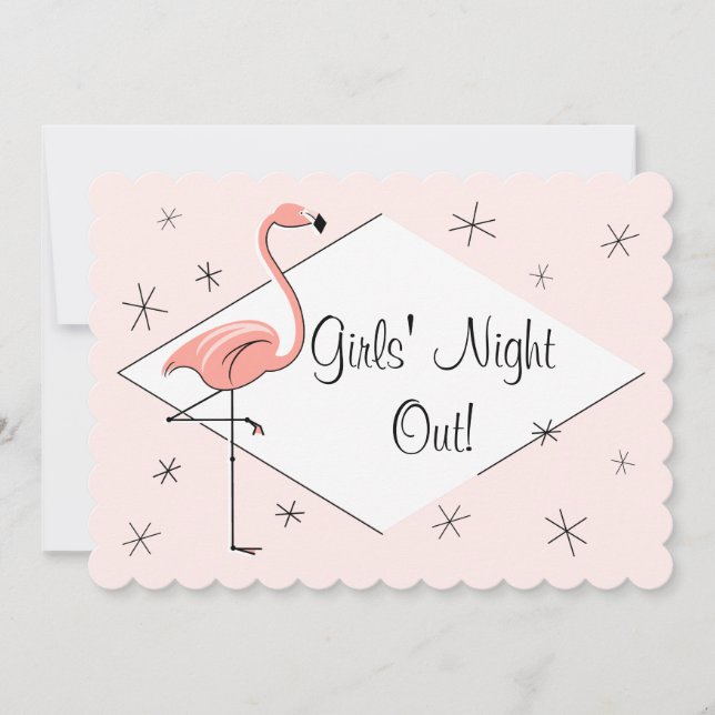 Flamingo Pink Diamond Girls' Night Out! Einladung (Vorderseite)