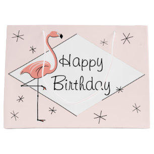 Flamingo Pink Diamond Happy Birthday groß Große Geschenktüte