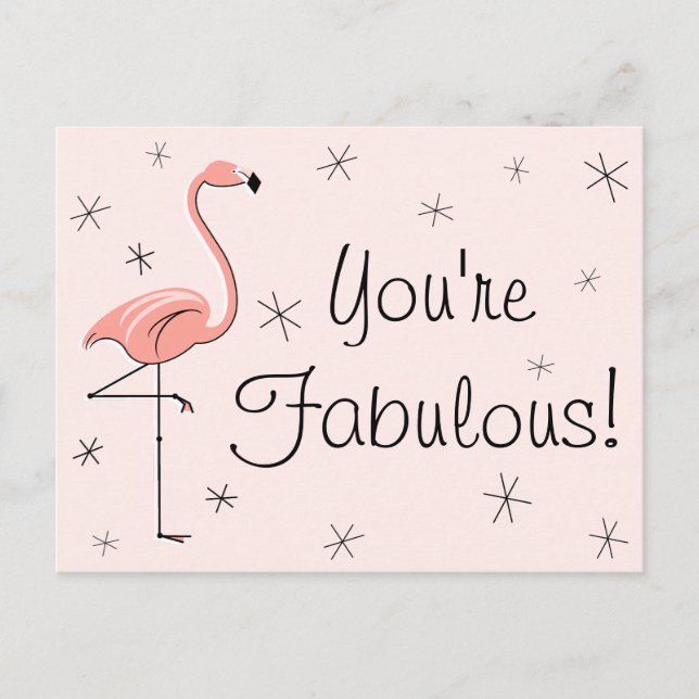 Flamingo Pink "Du bist fabelhaft!" Postkarte (Vorderseite)