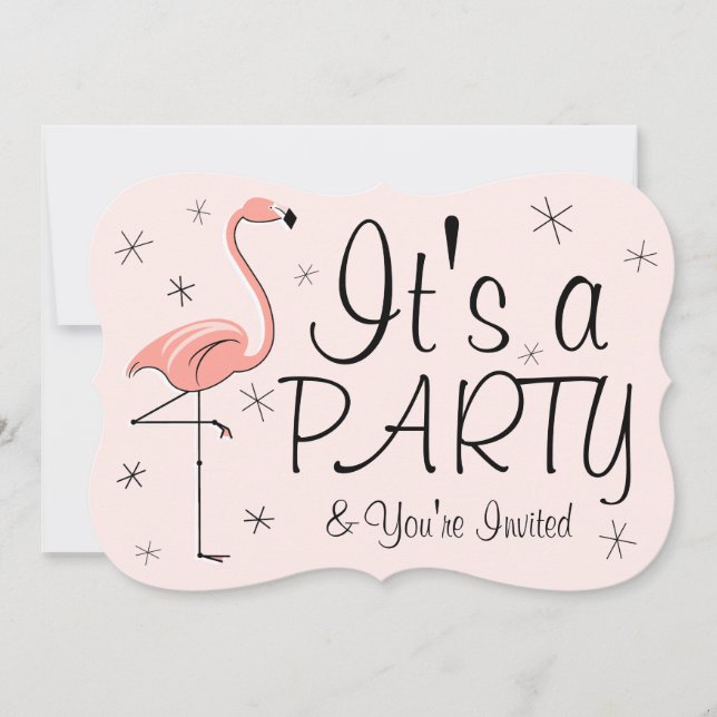 Flamingo Pink Einladung Party Klammer (Vorderseite)