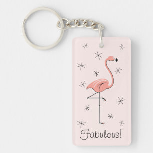 Flamingo Pink "Fabulous" Acrylrechteck Schlüsselanhänger