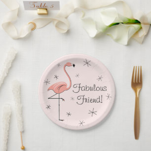 Flamingo Pink Fabulous Friend! Papierplatte Pappteller