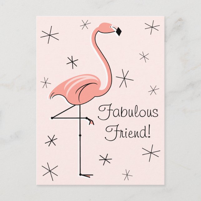 Flamingo Pink Fabulous Friend! vertikale Postkarte (Vorderseite)