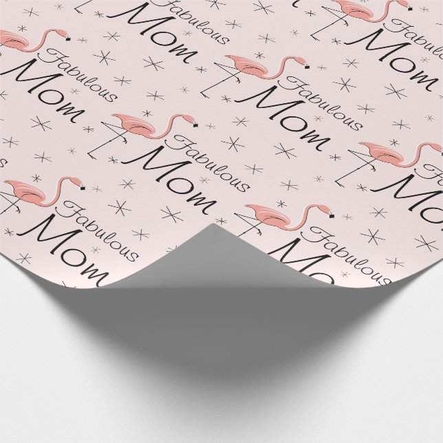 Flamingo Pink "Fabulous Mama!" Packpapier (Ecke)