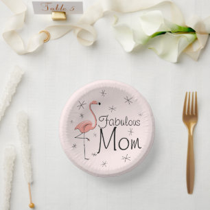 Flamingo Pink Fabulous Mama Pappteller