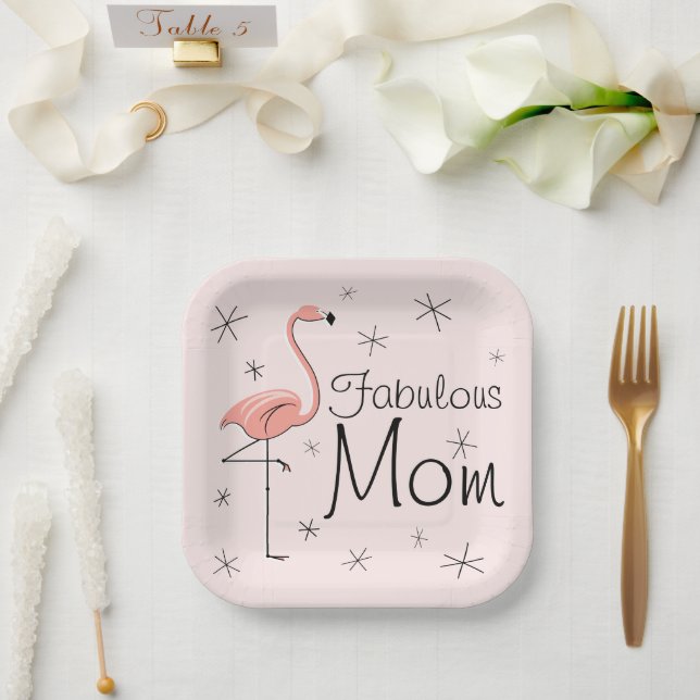 Flamingo Pink Fabulous Mama Platz Pappteller (Hochzeit)