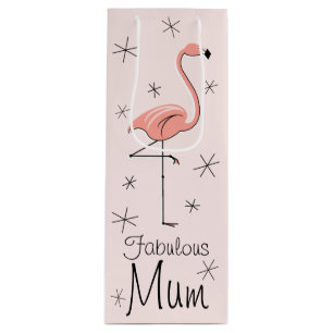 Flamingo Pink "Fabulous Mum" Geschenksackflasche Geschenktüte Für Weinflaschen