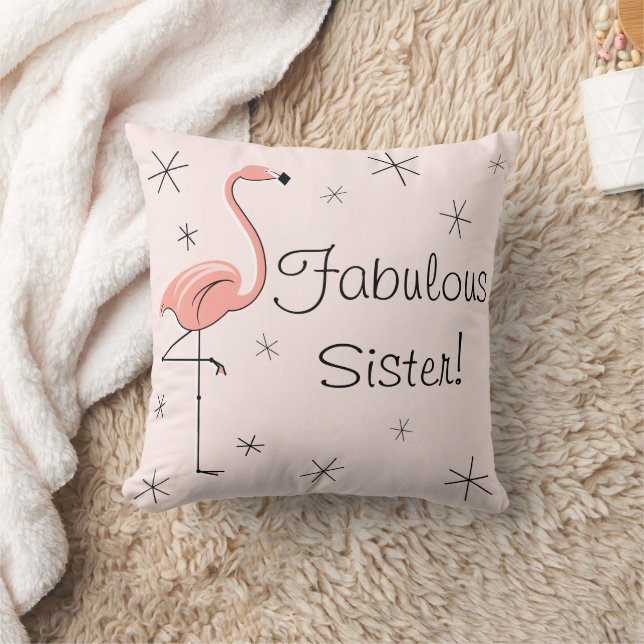 Flamingo Pink 'Fabulous Sister' Kissen werfen (Decke)