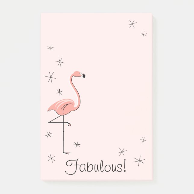 Flamingo Pink "Fabulous!" vertikal Post-it Klebezettel (Vorderseite)