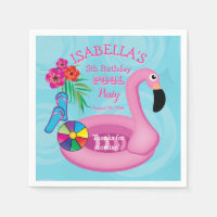 Flamingo Pink Floral 5. Geburtstag Pool Party