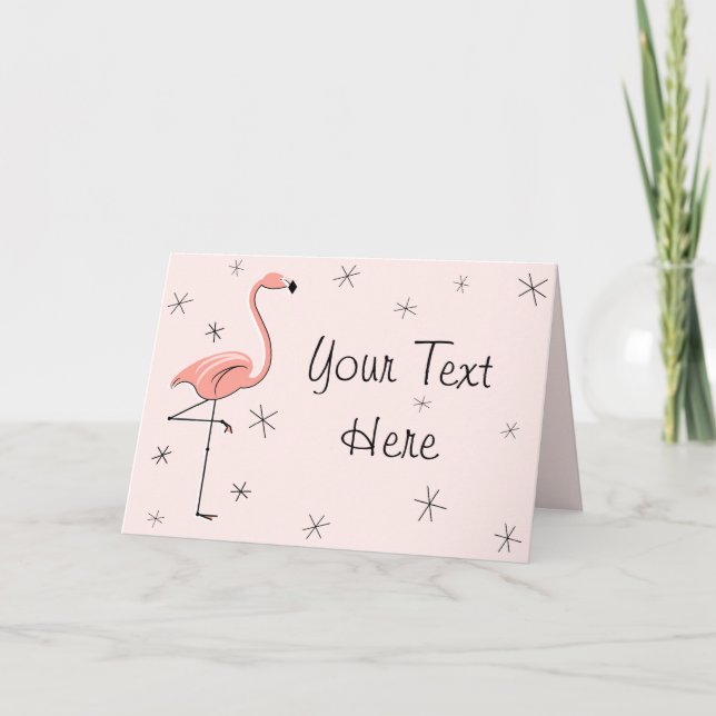 Flamingo Pink Fronttext Grüße Karte (Vorderseite)