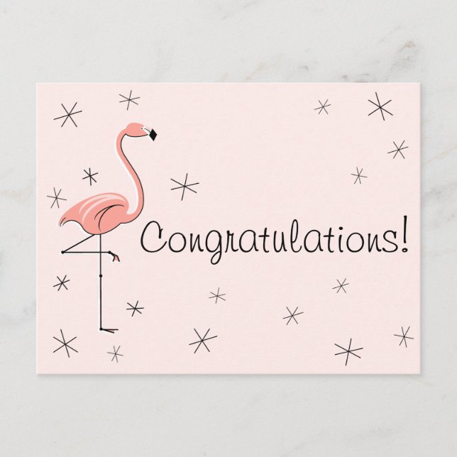 Flamingo Pink "Herzlichen Glückwunsch" Postkarte (Vorderseite)