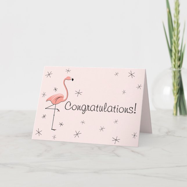 Flamingo Pink Herzlichen Glückwunsch zur Titelkart Karte (Vorderseite)