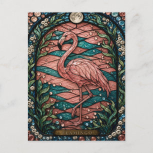 Flamingo Pink Lagune Illumina Buntglas Postkarte