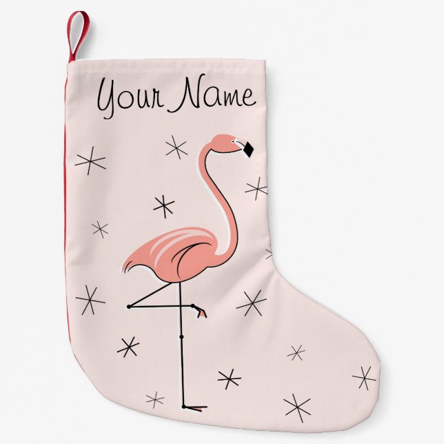 Flamingo Pink Name Strumpf einseitig Kleiner Weihnachtsstrumpf (Vorderseite)