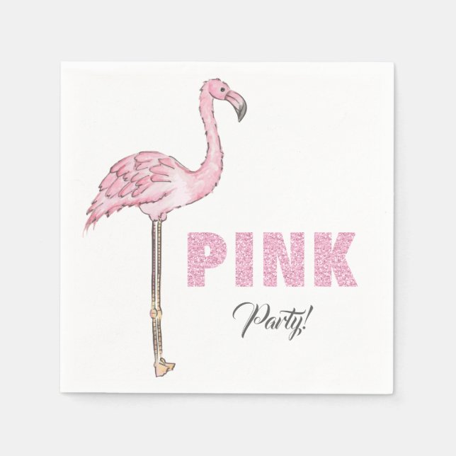 Flamingo Pink Party Modernes Einfaches Serviette (Vorderseite)