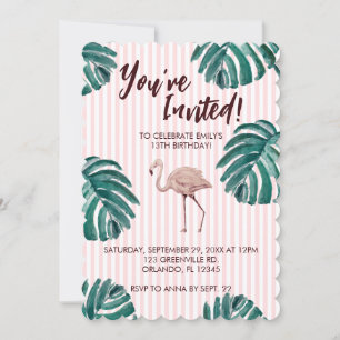 Flamingo Pink Pastel Geburtstag Einladung
