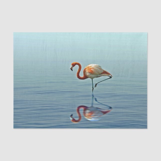 Flamingo Pink Reflection Wildlife Foto Seidenpapier (Vorderseite)