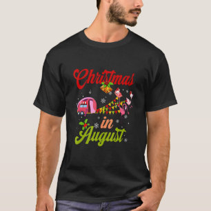 Flamingo Pink Retro Camping Weihnachten im August T-Shirt