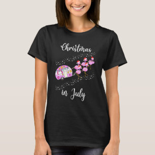 Flamingo Pink Retro Camping Weihnachten im Juli T-Shirt