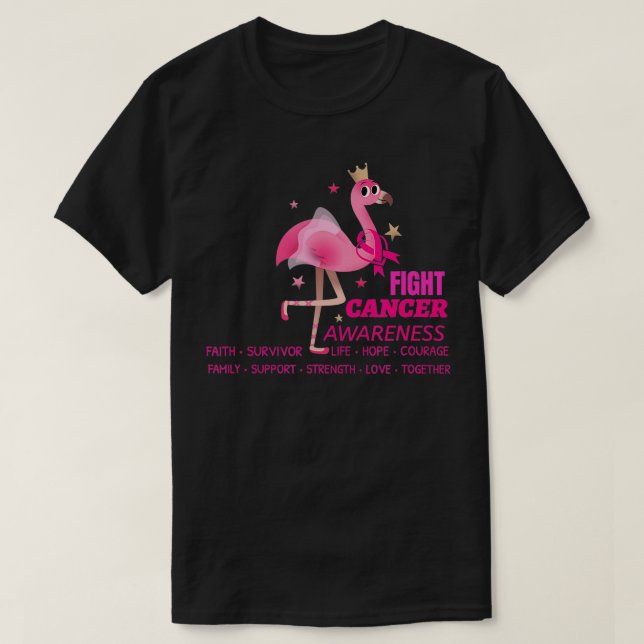 Flamingo Pink Ribbon Brustkrebs Aufklärung Suppo T-Shirt (Design vorne)