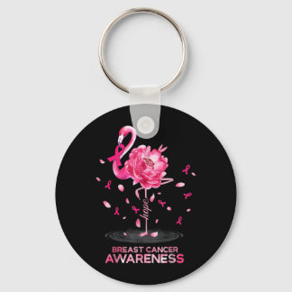 Flamingo Pink Ribbon Brustkrebs Bewusstsein Schlüsselanhänger