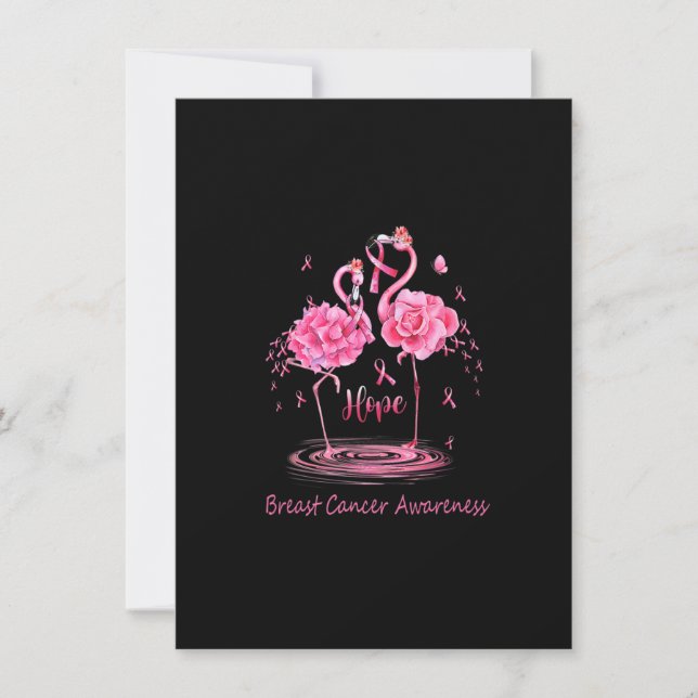 Flamingo Pink Ribbon Butterflies Brustkrebs Awa Einladung (Vorderseite)