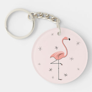Flamingo Pink Text-Rückseite Acryl-Schlüsselanhäng Schlüsselanhänger