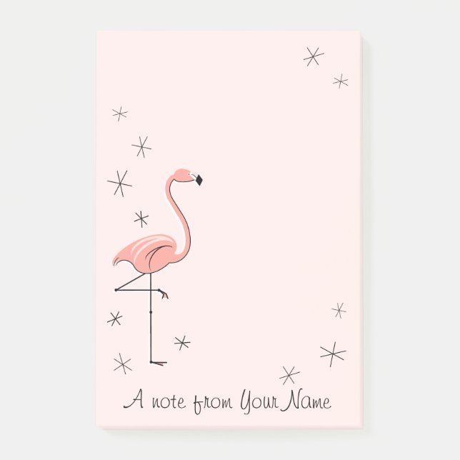 Flamingo Pink "Text" vertikal Post-it Klebezettel (Vorderseite)