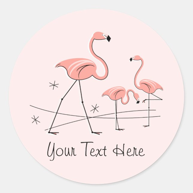Flamingo Pink Trio 2 Textaufkleber Runder Aufkleber (Vorderseite)