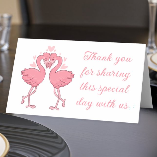 Flamingo Pink Tropical Beach Wedding Thank You Platzkarte (Von Creator hochgeladen)